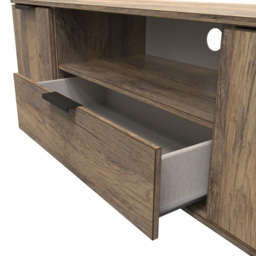 Crowndale Hong Kong Ready Assembled 2 Door Single Drawer Vintage Oak Media Unit - Size: 40 x 145 x 62cm - Wood - Wilko - thumbnail 6