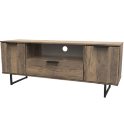 Crowndale Hong Kong Ready Assembled 2 Door Single Drawer Vintage Oak Media Unit - Size: 40 x 145 x 62cm - Wood - Wilko - thumbnail 3