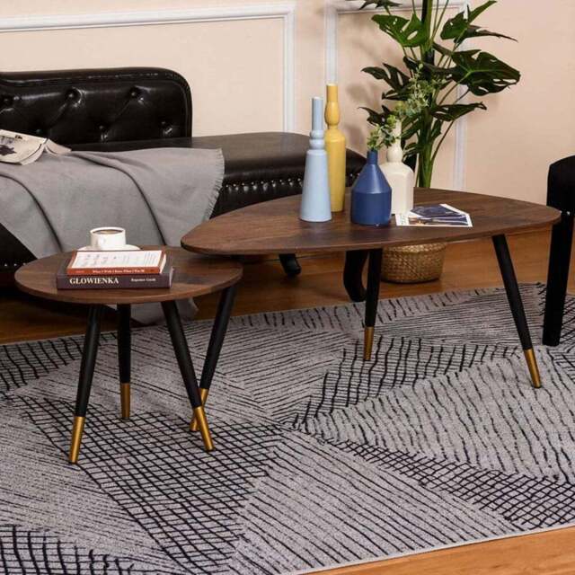 Portland Brown Nest of Tables Set of 2 - Size: 96 x 50 x 43cm - Wilko - image 1