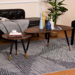 Portland Brown Nest of Tables Set of 2 - Size: 96 x 50 x 43cm - Wilko