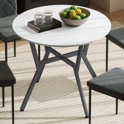 Portland 2 Seater High Gloss White Wood Effect Small Dining Table - Wilko
