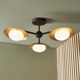 Merano Tivoli Gold and Dark Bronze 3 Light Ceiling Semi Flush - Size: 59 x 59 x 23.3cm - Wilko - thumbnail 3