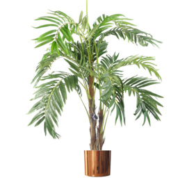 Botanik Palm Artificial Tree in Copper Metal Planter 4ft - Size: 120 x 80 x 80cm - Green - Wilko - thumbnail 1