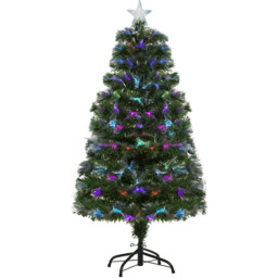 Everglow Fiber Optic LED Pre-Lit Green Artificial Christmas Tree 4ft - Wilko