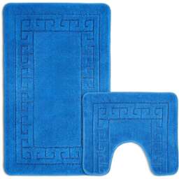 Velosso Greek Key Blue Bath Mat Set - Wilko - thumbnail 1