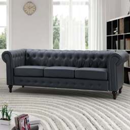 Richland 3 Seater Grey Leather Sofa - Artemis Home - Wilko