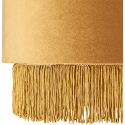 Happy Homewares Ochre Mustard Drum Pendant Shade with Tassels and Embroidered Trim - Size: 16 x 35 x 35cm - Yellow - Wilko - thumbnail 4