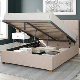 Aspire Caine Small Double Natural Saxon Twill Ottoman Bed - Cream - Aspire Beds - Wilko - thumbnail 3