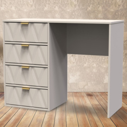 Crowndale Diamond Ready Assembled 4 Drawer Vanity Desk Matt Kashmir - Size: 40 x 97 x 76cm - Cream - Wilko