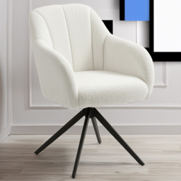 HOMCOM White Teddy Fleece Swivel Accent Chair - Size: Single - Wilko