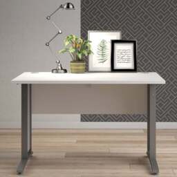 Florence Wooden and Steel 120cm Desk White and Silver Grey - Size: 80.1 x 120.1 x 75cm - Furniture to Go - Wilko - thumbnail 1