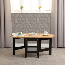 Seconique Santos Single Shelf Drop Leaf Black Distressed Waxed Pine Coffee Table - Wilko - thumbnail 7