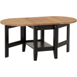 Seconique Santos Single Shelf Drop Leaf Black Distressed Waxed Pine Coffee Table - Wilko - thumbnail 3