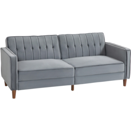 HOMCOM 3 Seater Dark Grey Velvet Button Tufted Sofa Bed - Green - Wilko - thumbnail 3