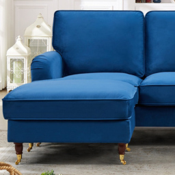 Woodbury 3 Seater Blue Velvet U Shape Corner Sofa - Artemis Home - Wilko - thumbnail 3