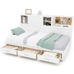 Costway Single 3 Drawer Daybed Frame - White - Wilko - thumbnail 4