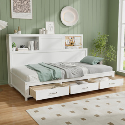 Costway Single 3 Drawer Daybed Frame - White - Wilko - thumbnail 6