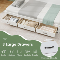 Costway Single 3 Drawer Daybed Frame - White - Wilko - thumbnail 7