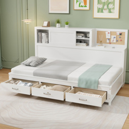 Costway Single 3 Drawer Daybed Frame - White - Wilko