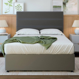 Bedmaster King Size Graphite Plush Velvet Divan Base - Grey - Wilko - thumbnail 1