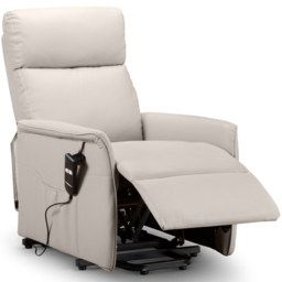 Julian Bowen Helena Pebble Faux Leather Riser Recliner Chair - Size: Single - Cream - Wilko - thumbnail 4