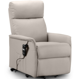Julian Bowen Helena Pebble Faux Leather Riser Recliner Chair - Size: Single - Cream - Wilko - thumbnail 3