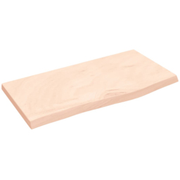 vidaXL 60 x 30 x 4cm Untreated Solid Oak Wood Wall Shelf - Size: 4 x 60 x 30cm - Brown - Wilko - thumbnail 1