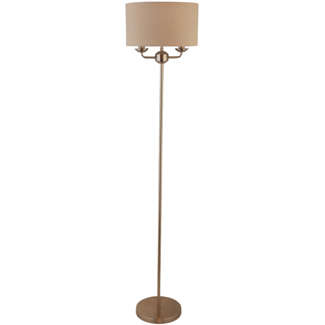 Lighting Collection Tanner Brushed Silver Floor Lamp - Size: 28.5 x 35 x 35cm - Satin Nickel, Oatmeal and White - Wilko - image 1