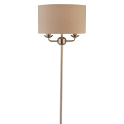 Lighting Collection Tanner Brushed Silver Floor Lamp - Size: 28.5 x 35 x 35cm - Satin Nickel, Oatmeal and White - Wilko - thumbnail 4