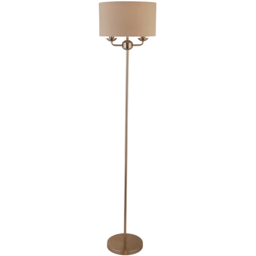 Lighting Collection Tanner Brushed Silver Floor Lamp - Size: 28.5 x 35 x 35cm - Satin Nickel, Oatmeal and White - Wilko