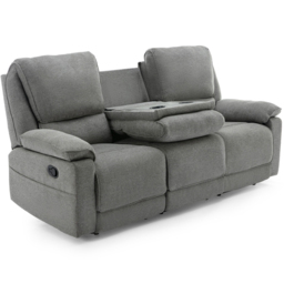 Furniture Online Sydney 3 Seater Grey Manual Recliner Sofa with Drinks Console - Wilko - thumbnail 7