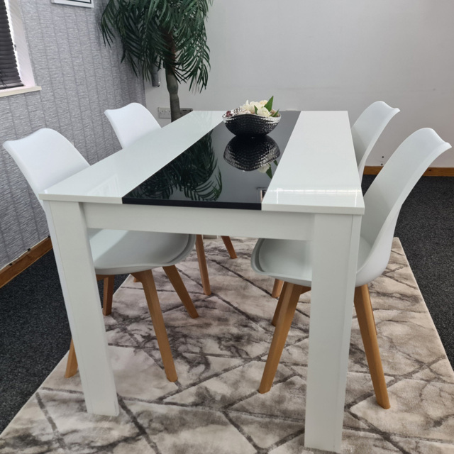 Kosy Koala 4 Seater Plastic and Faux Leather Dining Set Black and White - White Black - Portland - Wilko - image 1