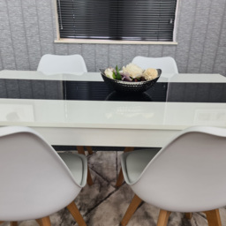 Kosy Koala 4 Seater Plastic and Faux Leather Dining Set Black and White - White Black - Portland - Wilko - thumbnail 3