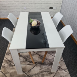Kosy Koala 4 Seater Plastic and Faux Leather Dining Set Black and White - White Black - Portland - Wilko - thumbnail 7