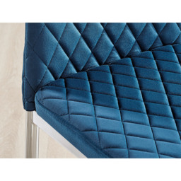 Furniturebox Valera Set of 4 Navy Blue and Silver Velvet Dining Chair - Wilko - thumbnail 6