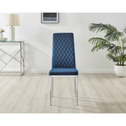 Furniturebox Valera Set of 4 Navy Blue and Silver Velvet Dining Chair - Wilko - thumbnail 4