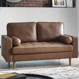 Julian Bowen Henley 2 Seater Brown Faux Leather Sofa - Wilko