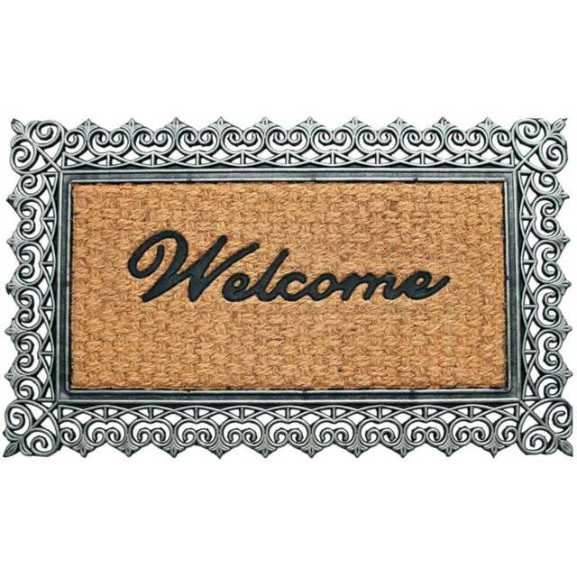 Coco & Coir Jasmin Welcome Coir Door Mat 45 x 75cm - n/a - Coco & Coir ® - Wilko - image 1
