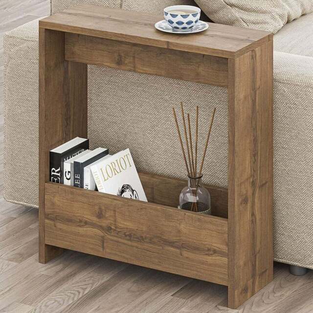 Decortie Simpi Single Shelf Dark Oak Side Table - Size: 60 x 55 x 20cm - Brown - Wilko - image 1