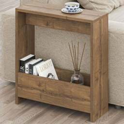 Decortie Simpi Single Shelf Dark Oak Side Table - Size: 60 x 55 x 20cm - Brown - Wilko