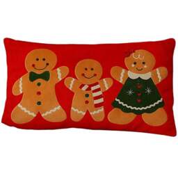The Seasonal Gift Co. Santa and Friends Gingerbread Family Cushion 13 x 48cm - Size: 29 x 50 x 12cm - Red - Wilko