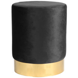 Harbour Housewares Black Velvet Round Pouffe - Size: 36 x 29 x 29cm - Wilko - thumbnail 3