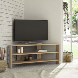 Decortie Thales 2 Shelf Oak Modern Corner TV Unit - Size: 45 x 110 x 36cm - Cream - Wilko - thumbnail 3