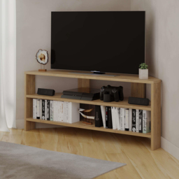 Decortie Thales 2 Shelf Oak Modern Corner TV Unit - Size: 45 x 110 x 36cm - Cream - Wilko - thumbnail 7