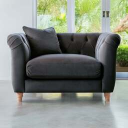 Elsie Chesterfield Midnight Blue Plush Velvet Armchair - Size: 71 x 118 x 101cm - Wilko - thumbnail 1