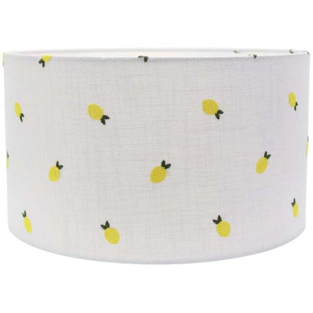 ValueLights Brae Natural White Lemon Embroidered Medium Drum Lamp Shade - Size: 20 x 35 x 35cm - Cream - Wilko - image 1