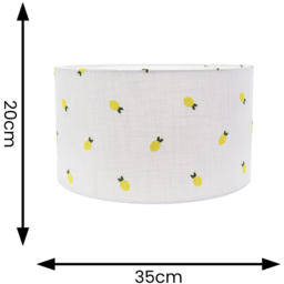 ValueLights Brae Natural White Lemon Embroidered Medium Drum Lamp Shade - Size: 20 x 35 x 35cm - Cream - Wilko - thumbnail 5