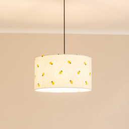 ValueLights Brae Natural White Lemon Embroidered Medium Drum Lamp Shade - Size: 20 x 35 x 35cm - Cream - Wilko - thumbnail 4