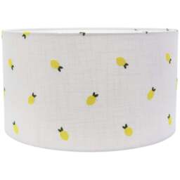 ValueLights Brae Natural White Lemon Embroidered Medium Drum Lamp Shade - Size: 20 x 35 x 35cm - Cream - Wilko