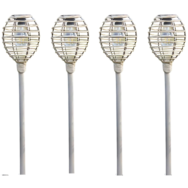 Garden Mile 4 Pack Rattan Effect Solar LED Stake Light - Size: 70 x 15 x 15cm - Brown - Wilko - image 1